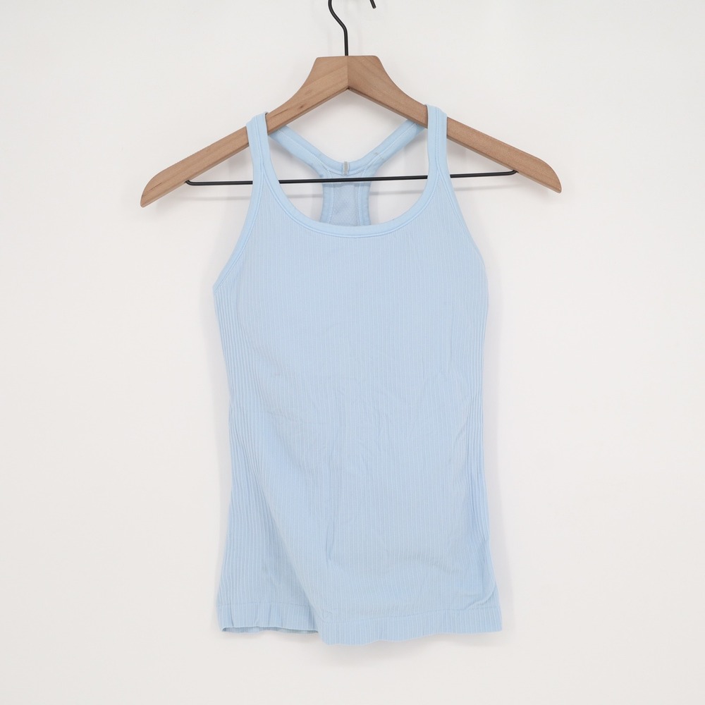Unbranded Tank Top Women XS Ribbed Light Blue Racerback Shelf Bra Good